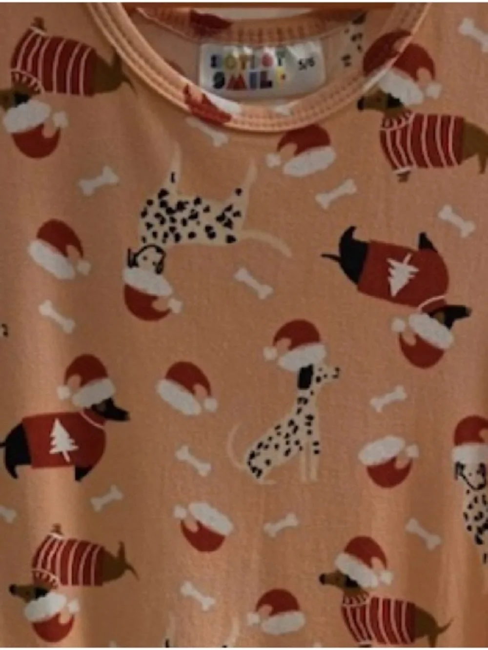 DOT DOT SMILE Girls 5/6 Santa Red Cap Dogs Holiday Christmas Winter Print Dress